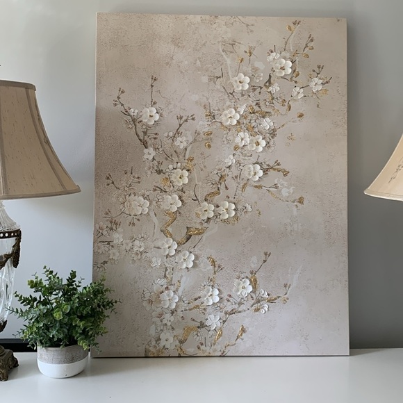 Wall Art floral‎ gold cream textured. - Picture 3 of 8